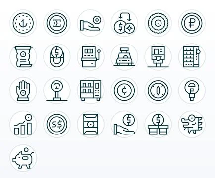 25 Regular Line PIXEL Perfect Vector Icons crafted for Coin Retina Ready ap.. Stock Illustration