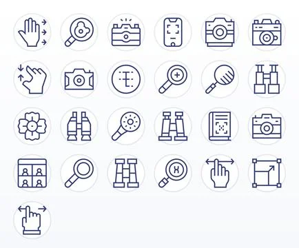 25 Regular Line PIXEL Perfect Vector Icons for Zoom Graphics Stock Illustration