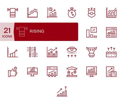 25 Regular Line PIXEL Perfect Vector Icons for Rising Graphics Stock Illustration