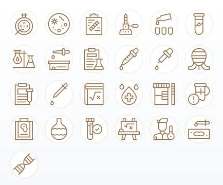 25 Regular Line Vector Icons from Test in 256x256 Display Perfect Quality Stock Illustration
