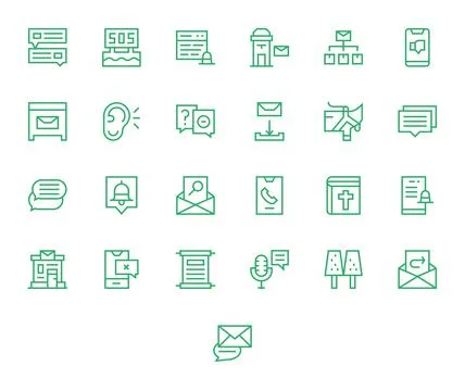 25 Regular Line Vector Icons from Message in High Resolution Pixel Optimize.. Stockillustratie