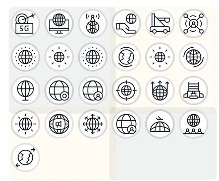 25 Regular Line Vector Icons for Reach in crisp 256x256 Editable resolution Stock Illustration
