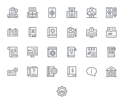 25 Regular Line Vector Icons designed for Documentation in High Resolution .. Stock Illustration