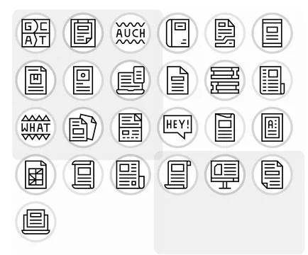 25 Regular Line Vector Icons for Word in crisp 256x256 Display Perfect reso.. Stock Illustration