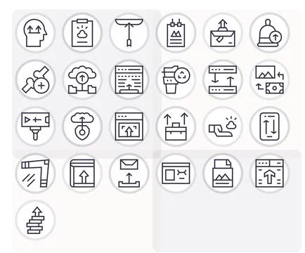 25 Regular Line Vector Icons from File Upload in 128x128 Pixel Aligned Qualit 스톡 일러스트