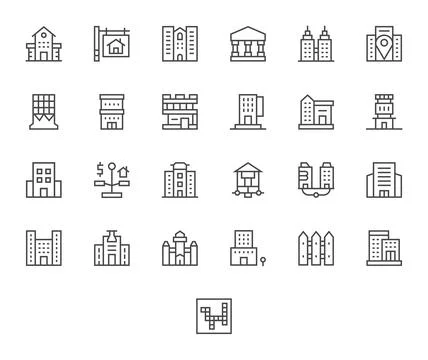 25 Regular Line Vector Icons for Realestate in crisp 256x256 Grid Fitted re.. 스톡 일러스트