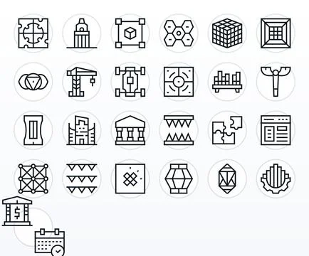 25 Regular Line Vector Icons designed for Framework in 128x128 Pixel Optimi.. Stock Illustration