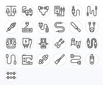 25 Regular Line Vector Icons designed for Connector in 256x256 Detail Enhan.. Stock Illustration