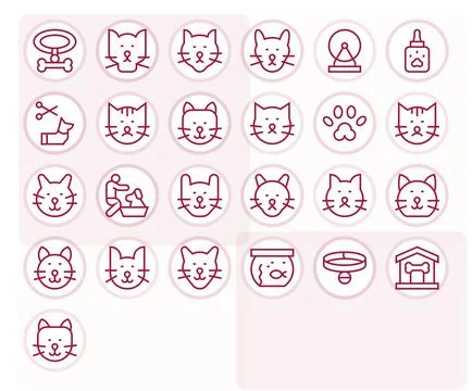 25 Regular Line Vector Icons designed for Pet Care in 128x128 PIXEL Perfect.. Stockillustratie