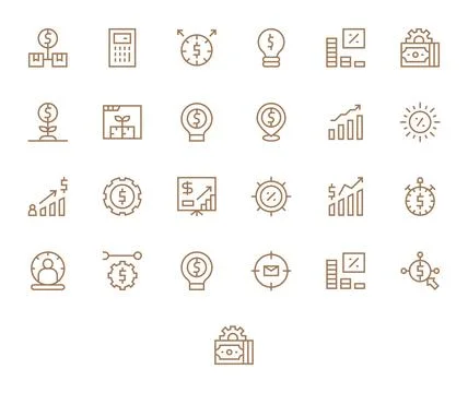 25 Regular Line Vector Icons for Roi in crisp 128x128 PIXEL Perfect resolutio Ilustração Stock