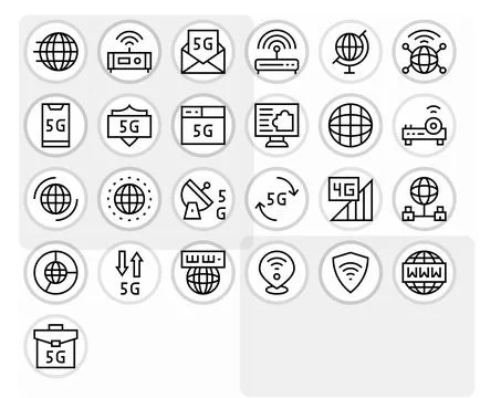 25 Regular Line Vector Icons for Internet Access in crisp High Resolution D.. Stock Illustration