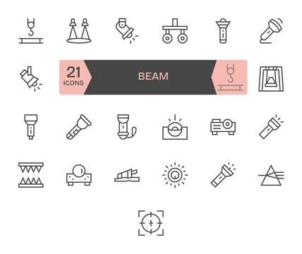 25 Regular Line Vector Icons designed for Beam in 256x256 Detail Enhanced f.. Stock Illustration