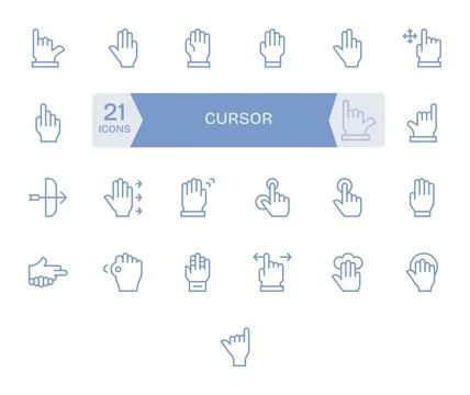 25 Regular Line Vector Icons for Cursor in crisp High Resolution Pixel Opti.. Stock Illustration