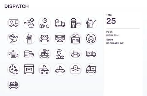 25 Regular Line Vector Icons for Dispatch in crisp Retina Ready Pixel Optim.. Stock Illustration