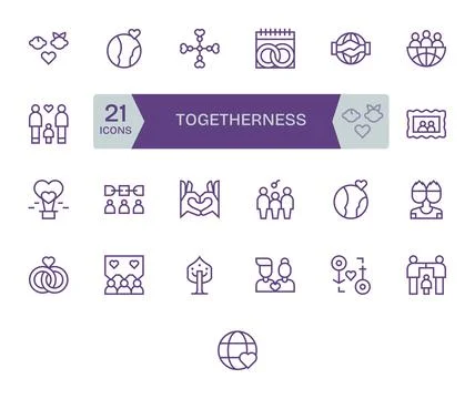 25 Regular Line Vector Icons designed for Togetherness in High Resolution P.. Stock Illustration