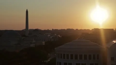 25 sec sun set plane flying past monuments Stock Footage 12105863