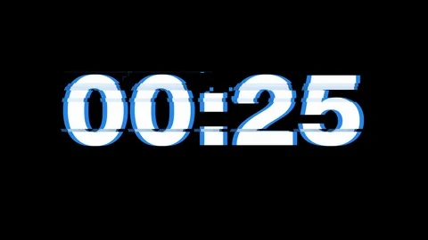 25 Second Countdown - Glitched numbers on a Black Background Vidéo 105989351