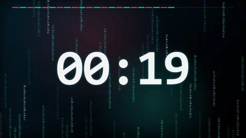 25-Second Digital Glitch Countdown Timer Video stock 340465556