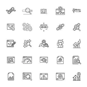 25 SEO and Web Optimization Icons set Illustrazione stock