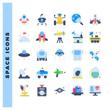 25 Space Flat icons pack. vector illustration. Stock Illustration