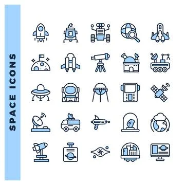 25 Space Two Color icons pack. vector illustration. Stock Illustration