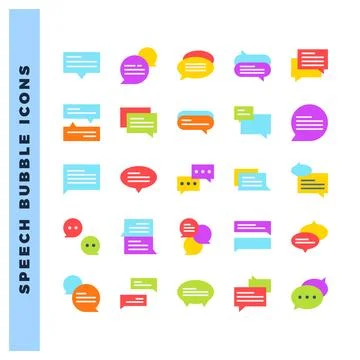 25 Speech Bubble Flat icon pack. vector illustration. Stock Illustration