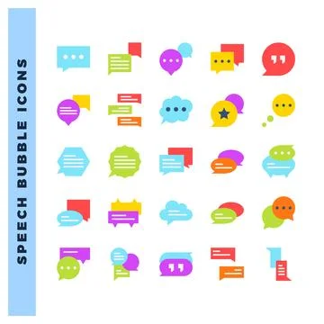 25 Speech Bubble Flat icon pack. vector illustration. Illustrazione stock