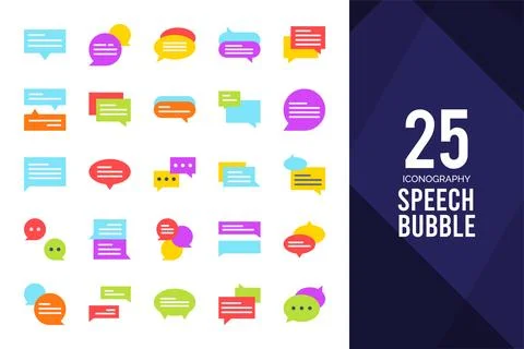 25 Speech Bubble Flat icon pack. vector illustration. Illustrazione stock