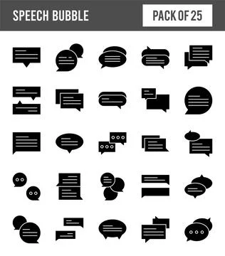 25 Speech Bubble Glyph icon pack. vector illustration. Illustrazione stock