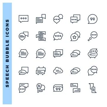 25 Speech Bubble Lineal icon pack. vector illustration. Illustrazione stock