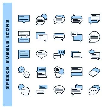 25 Speech Bubble Two Color icon pack. vector illustration. Illustrazione stock