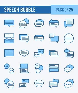 25 Speech Bubble. Two Color icons Pack. vector illustration. Illustrazione stock