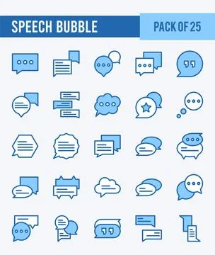 25 Speech Bubble. Two Color icons Pack. vector illustration. 스톡 일러스트