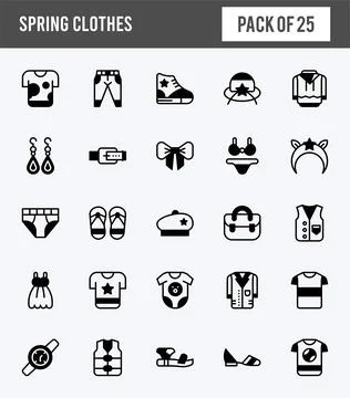 25 Spring Clothes Lineal Fill icons pack. vector illustration. Stock Illustration