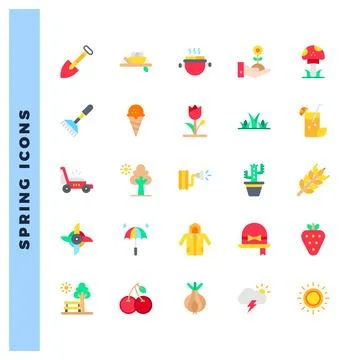 25 Spring Flat icons pack. vector illustration. Stock Illustration