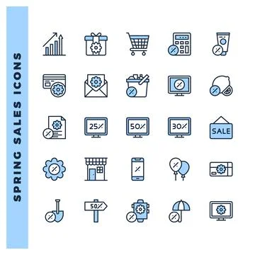 25 Spring Sales Two Color icons pack. vector illustration. Stock Illustration