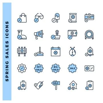 25 Spring Sales Two Color icons pack. vector illustration. Stock Illustration