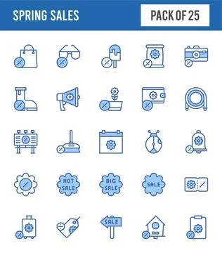 25 Spring Sales Two Color icons pack. vector illustration. Stock Illustration