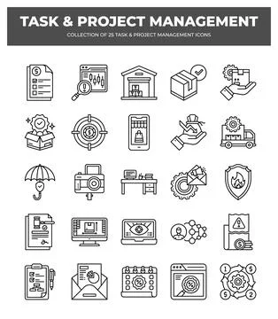 25 Task &amp; Project Management Icons. Streamline your workflow with these ver.. 스톡 일러스트