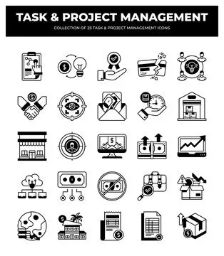25 Task &amp; Project Management Icons. Streamline your workflow! 스톡 일러스트