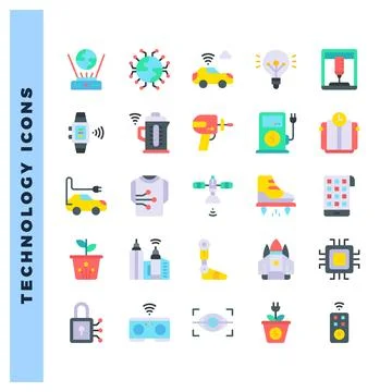25 Technology of the Future Flat icon pack. vector illustration. Stock Illustration
