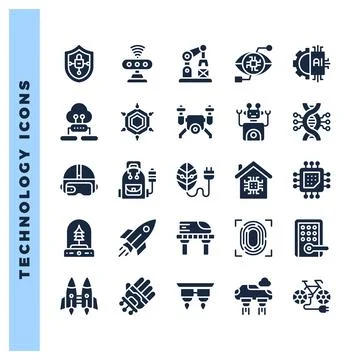25 Technology of the Future Glyph icon pack. vector illustration. イラスト素材