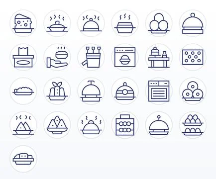 25 Tray Grid Fitted Vector Icons in 256x256 Regular Line Aesthetic Stock-Illustration