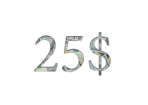 $ 25. Us dollar banknotes. The texture of the money. Isolated on white backgr Stock Photos