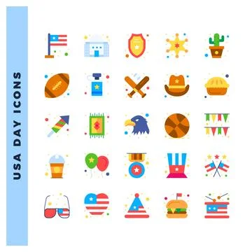25 USA Flat icon pack. vector illustration. 스톡 일러스트