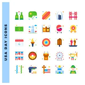 25 USA Flat icon pack. vector illustration. Stock Illustration