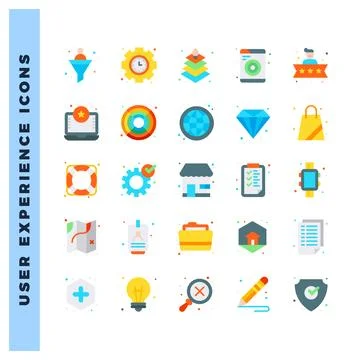 25 User Experience Flat icon pack. vector illustration. Stockillustratie