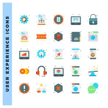 25 User Experience Flat icon pack. vector illustration. Stockillustratie