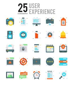 25 User Experience Flat icon pack. vector illustration. Stock Illustration
