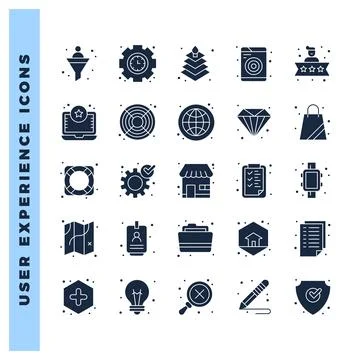 25 User Experience Glyph icon pack. vector illustration. Stock Illustration